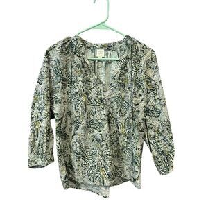 Roan + Ryan long sleeve cropped blue floral Cassidy raglan Women's Medium
